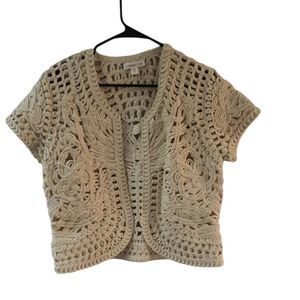 Coldwater Creek Cream Crochet Cardigan